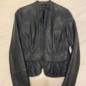 Dark blue leather jacket